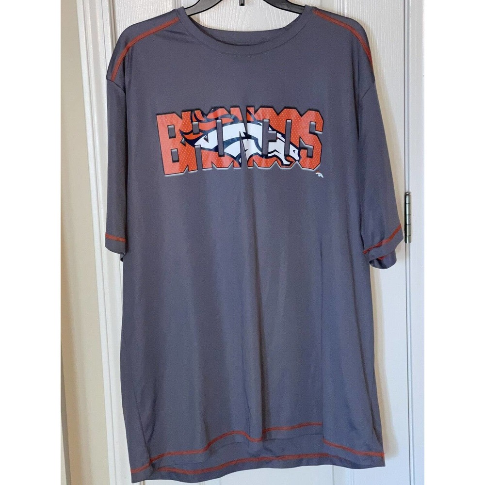 NFL Team Apparel Men’s TX3 Cool Activewear Denver Broncos T-Shirt Gray Size 2XL